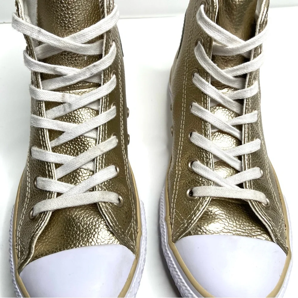 Converse All Star Chuck Taylor Metallic Gold Leather High Top Sneakers Size 3